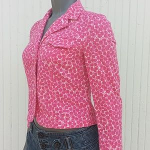 GAP PURE COTTON SUMMER PINK FLORAL BLAZER W/CHEST POCKET
